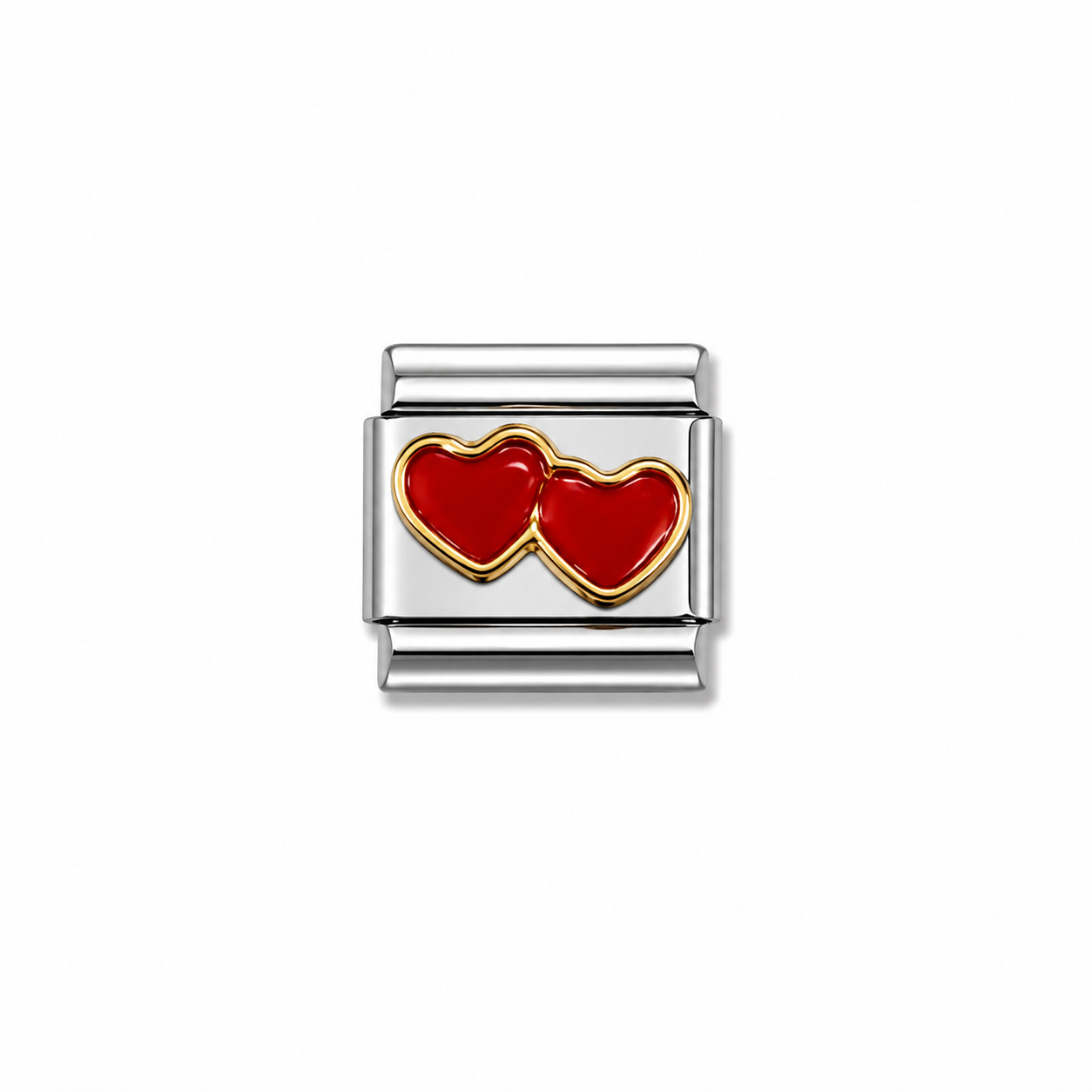 Charms doble corazón rojo
