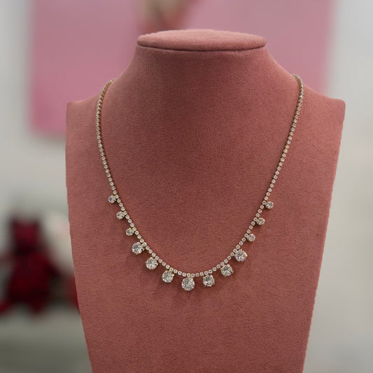 Gargantilla zirconias y piedras juntas blancas