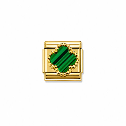 Charms dorado flor verde rallado