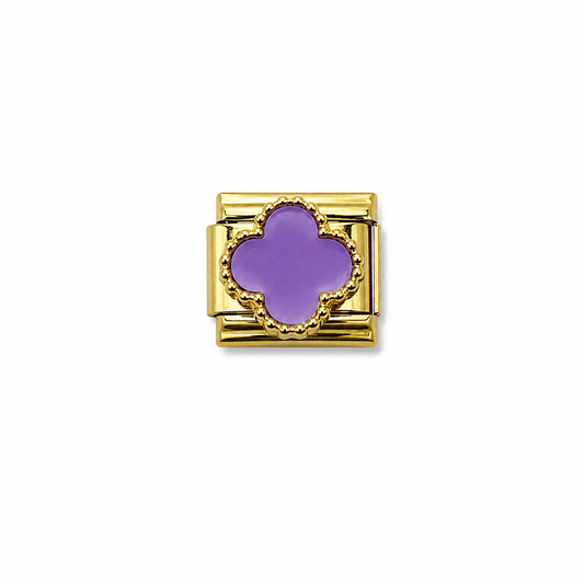 Charms dorado flor morada