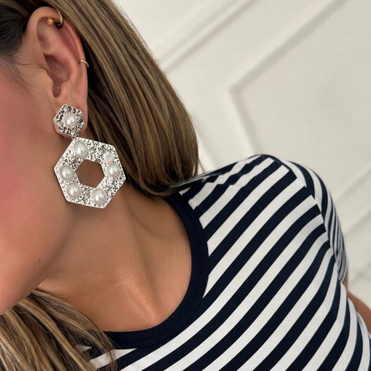Arete hexagonal mini perlas