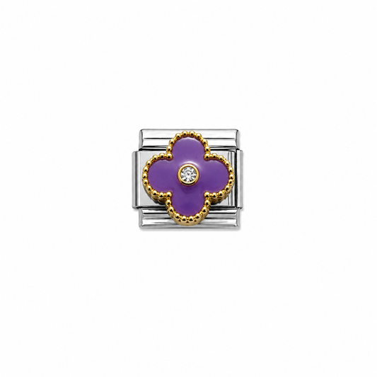 Charms con flor morado y piedra