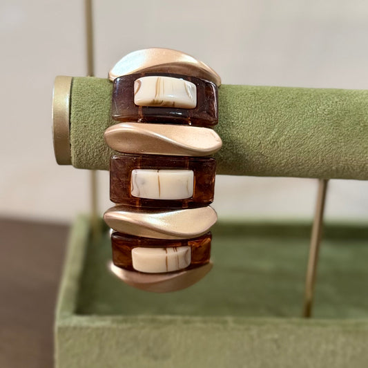 Brazalete chunky dorado con café