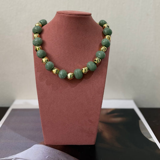 COLLAR ACRÍLICO PIEDRA NATURAL VERDE