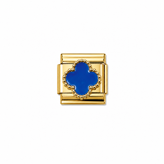 Charms dorado flor grande azul