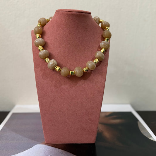 COLLAR ACRÍLICO PIEDRA NATURAL CAFÉ