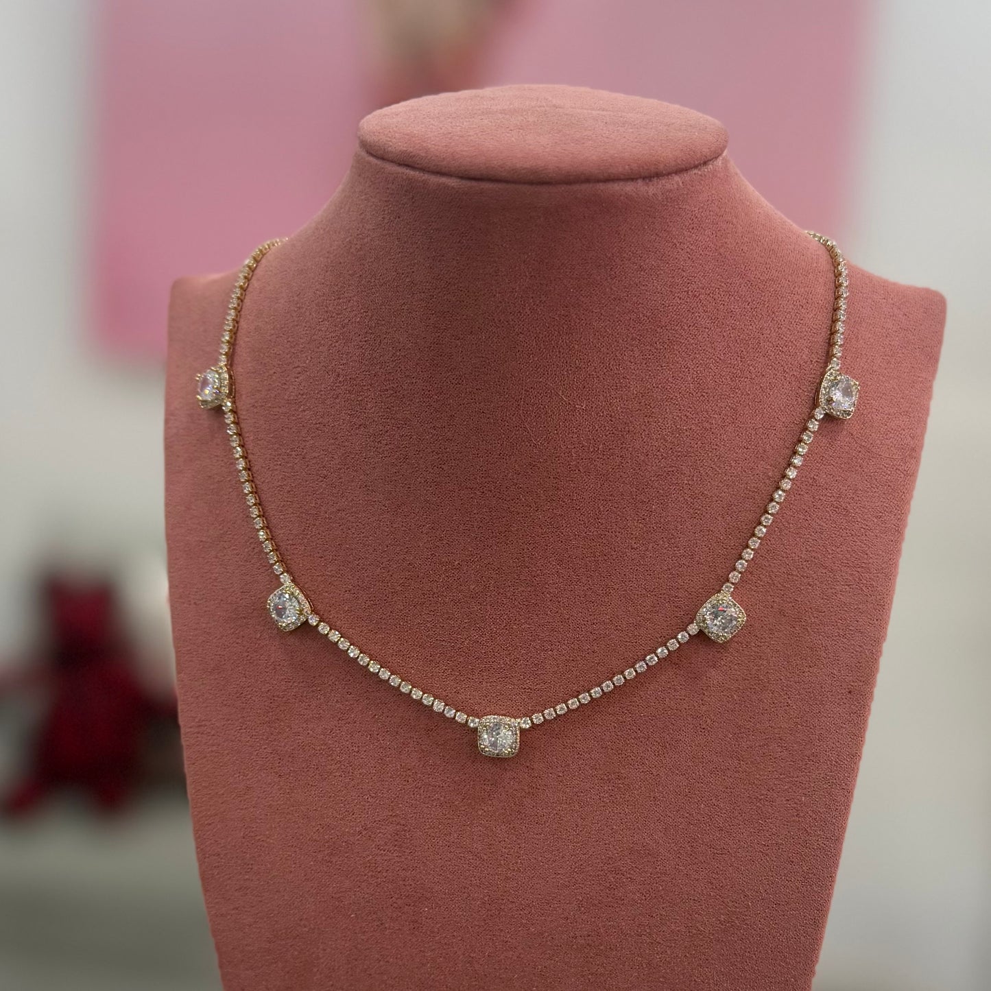 Gargantilla zirconias con piedras blancas