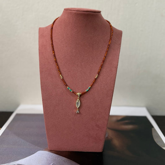 COLLAR CIRCONIA Y VENTURINA CON OJO TURCO