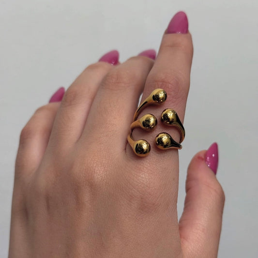 Anillo triple bolitas
