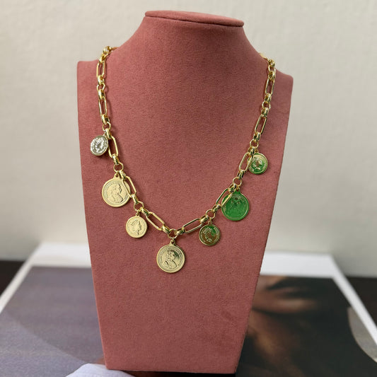 Collar largo monedas