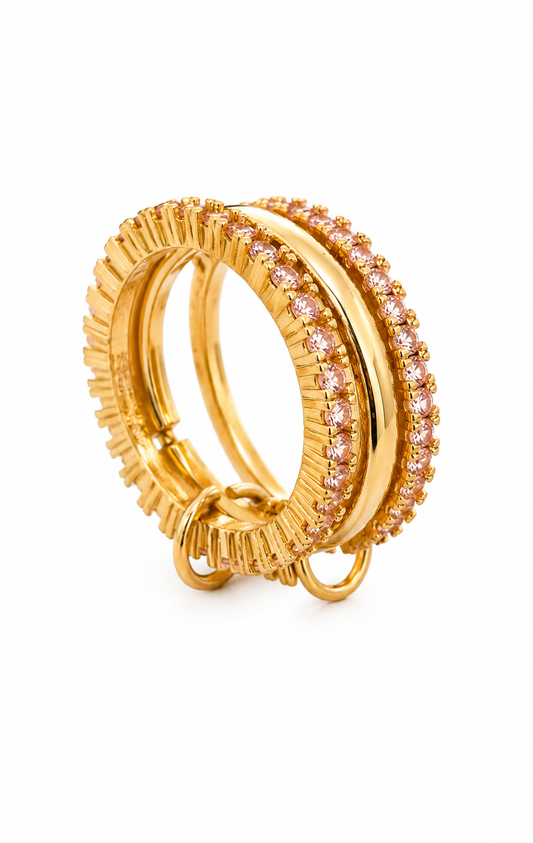 Anillo triple con piedras