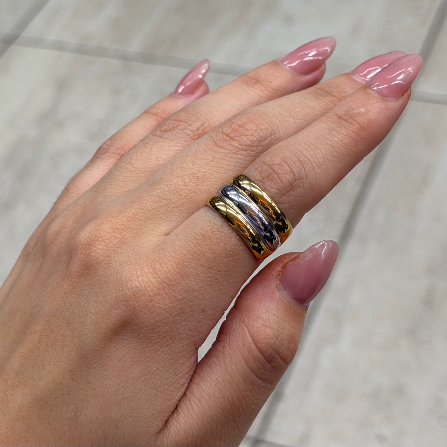 Anillo triple bicolor