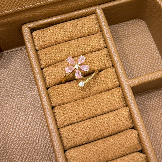 ANILLO CRUZADO CON FLOR ROSA