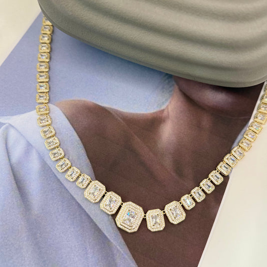 CADENA ZIRCONIA CUADROS CHICOS Y GRANDES