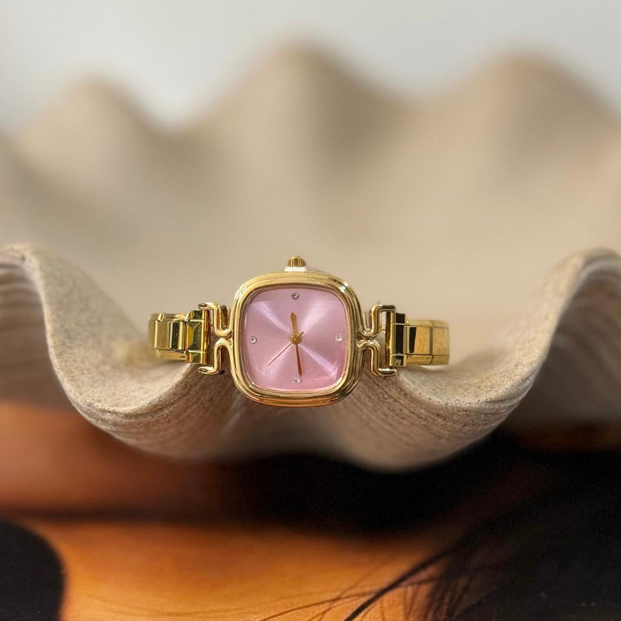 Reloj pulsera italiana dorado con rosa