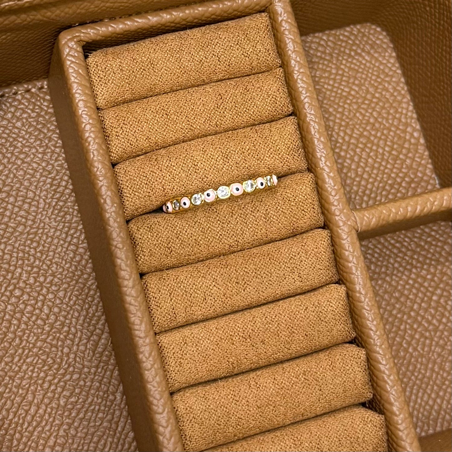 ANILLO MINI OJITOS ROSADO & BLANCO