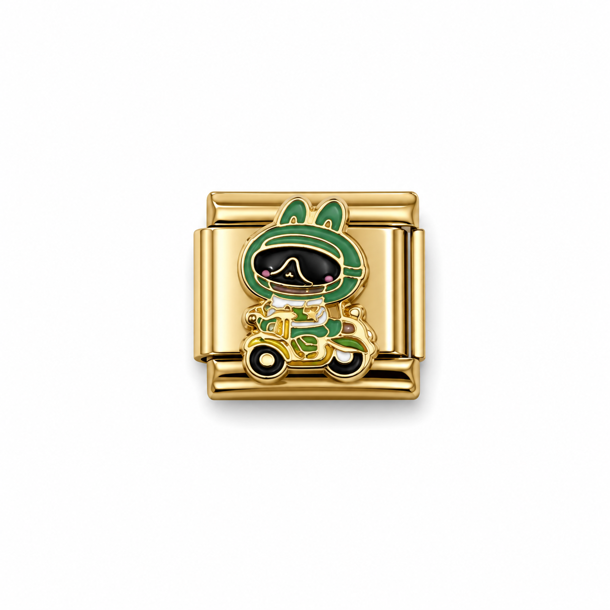 Charms dorado labubu verde