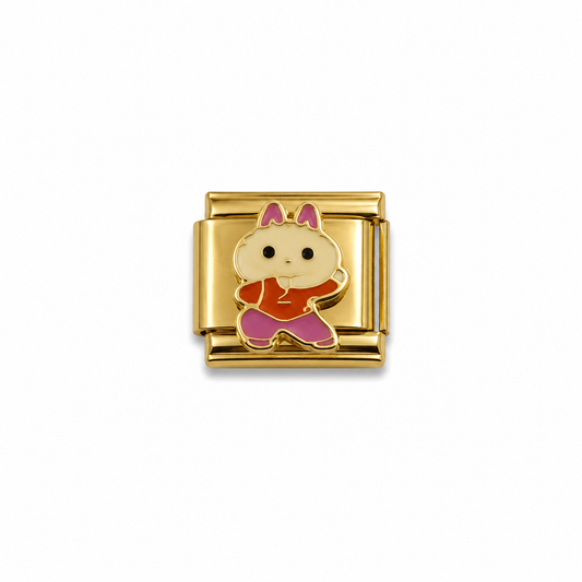 Charms dorado labubu rosa