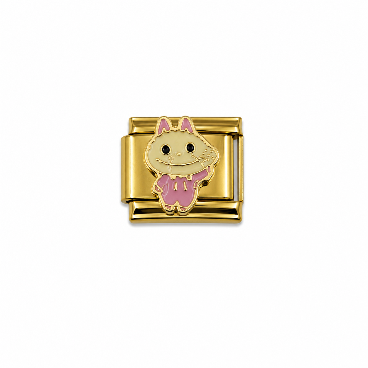 Charms dorado labubu rosa palo