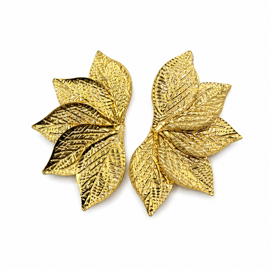 Arete dorado media hoja