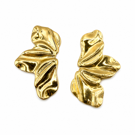 Arete dorado media flor rayada