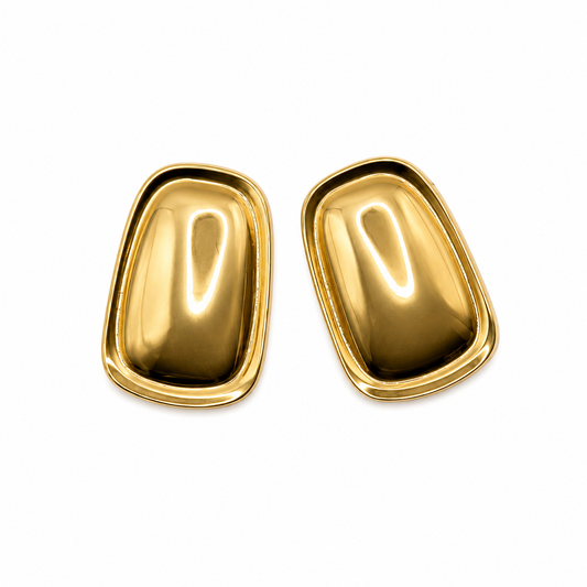Arete dorado rectangular liso