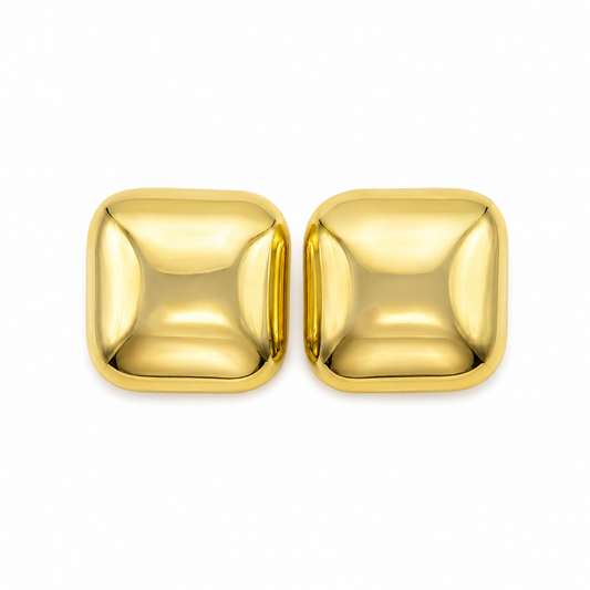 Arete dorado chunky cuadrado liso