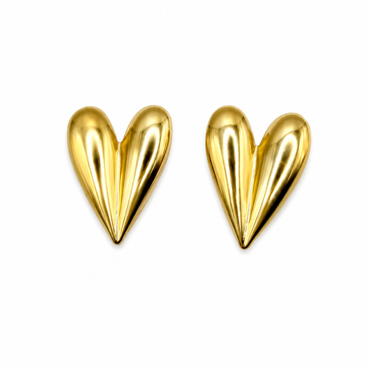 Arete dorado corazón chunky liso
