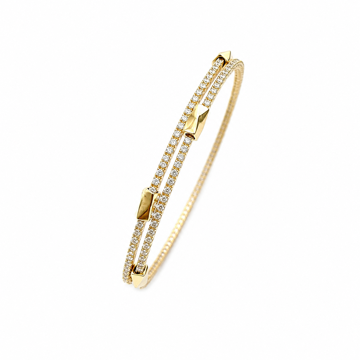 Pulsera dorada doble con piedras