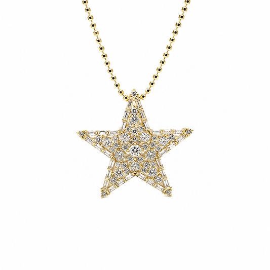 Cadena dorada bolitas con estrella brillos