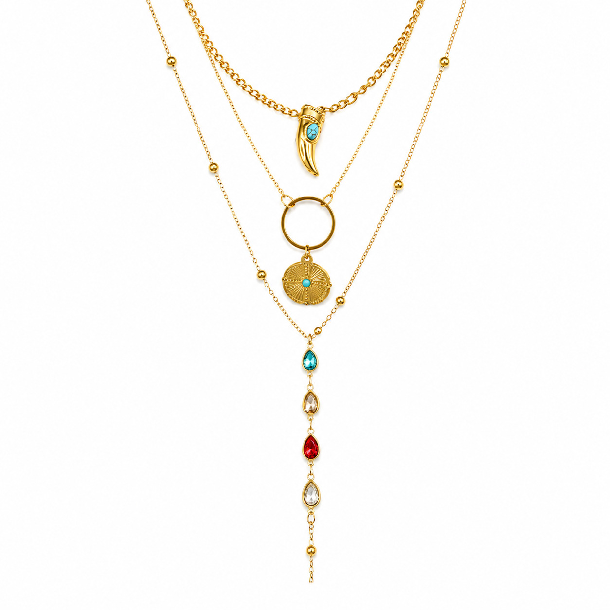 Collar triple con colgantes
