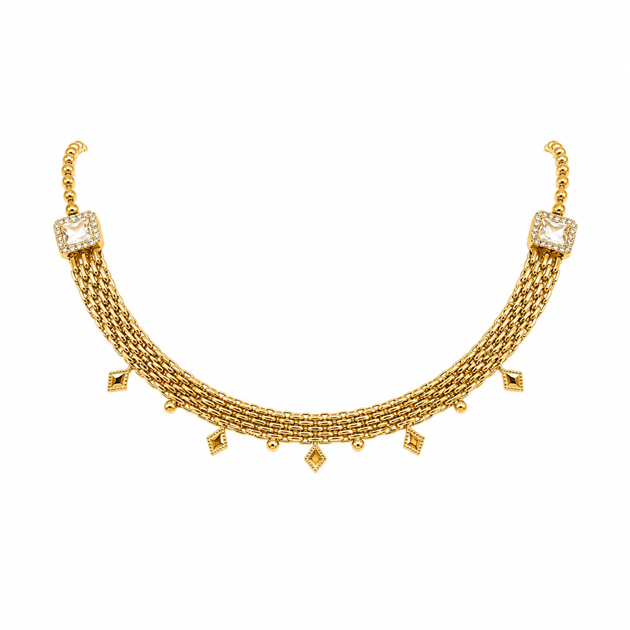 Collar tipo choques con rombos colgando