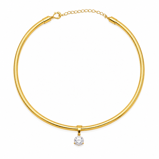Choquer dorado con dije de piedra