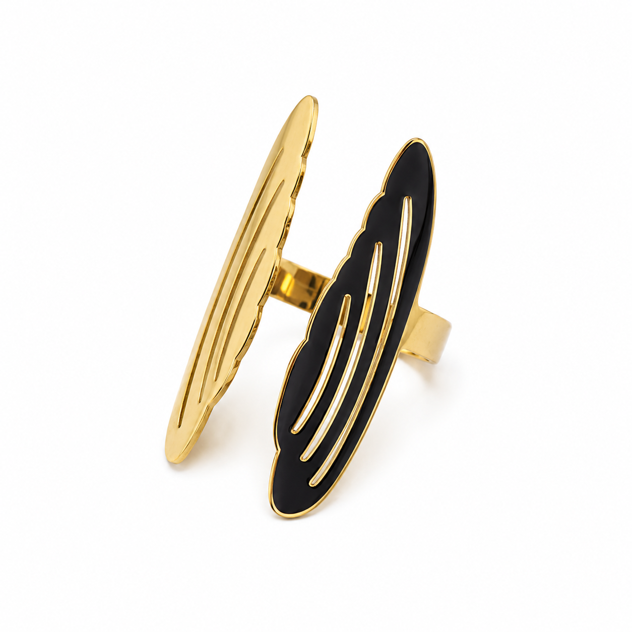 Anillo dorado alas de ángel ajustable