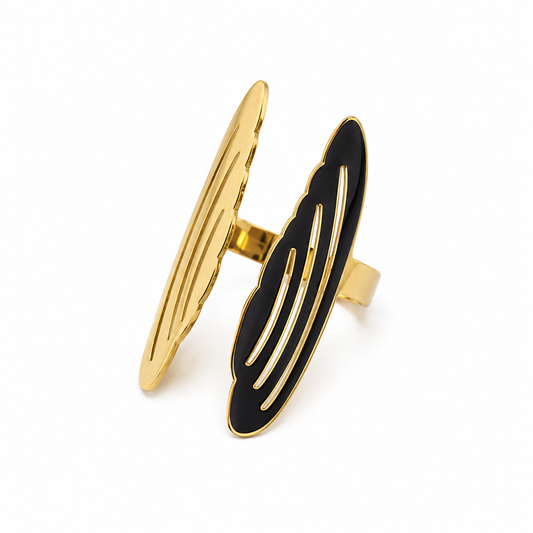 Anillo dorado alas de ángel ajustable