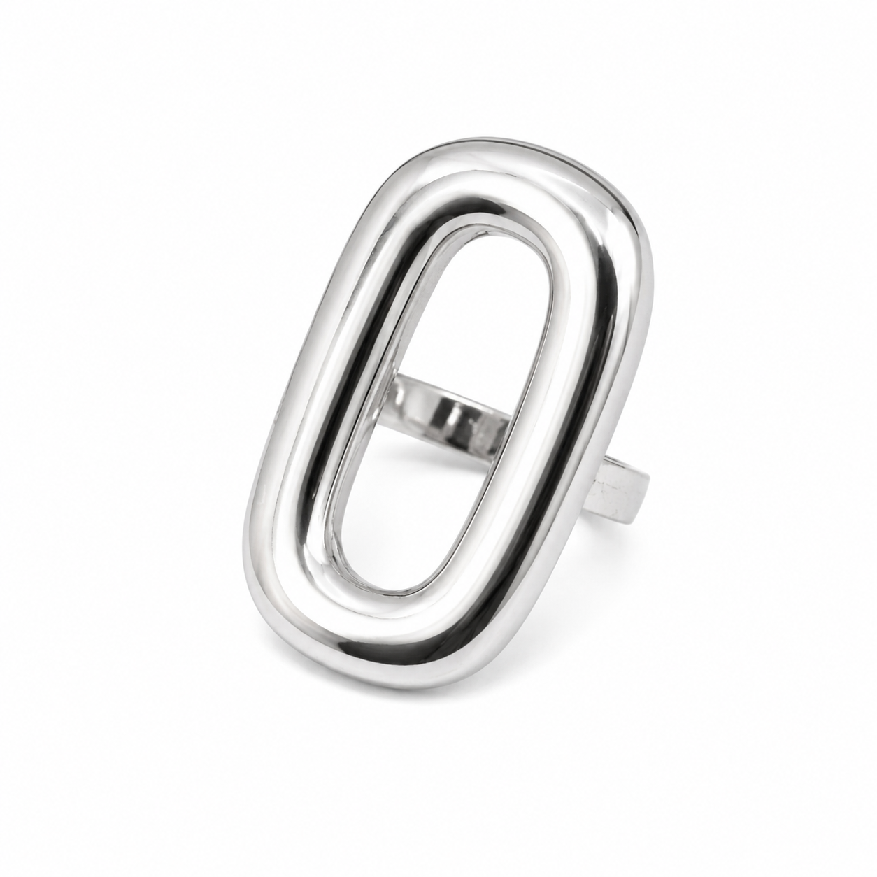 Anillo plateado ovalado ajustable