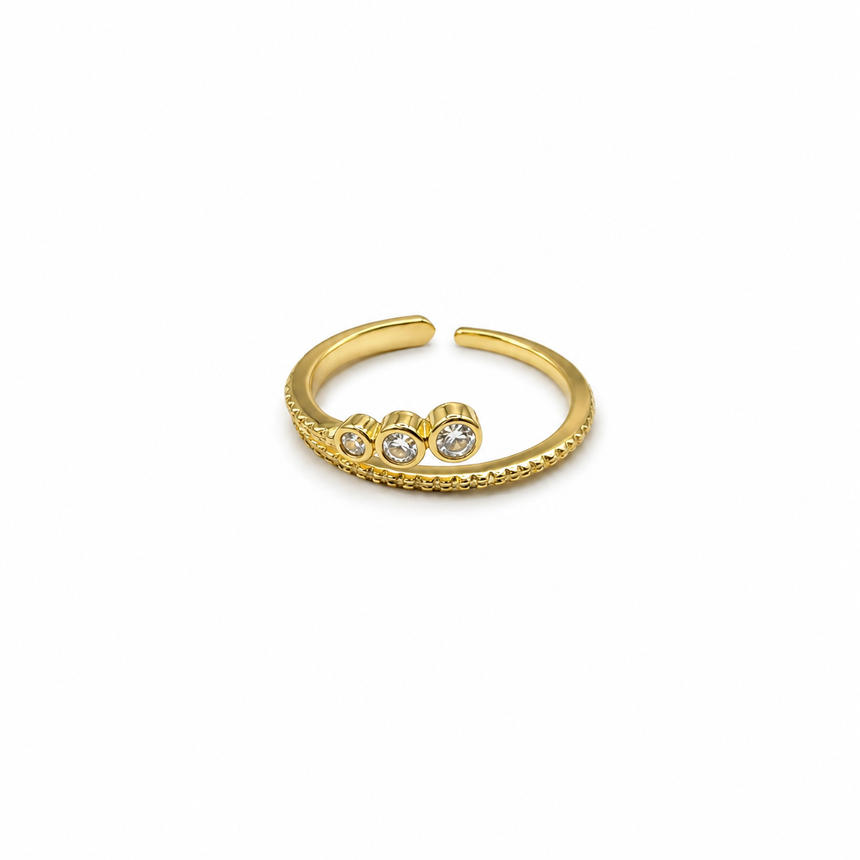 Anillo doble ajustable con piedritas blancas