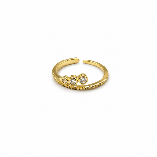 Anillo doble ajustable con piedritas blancas