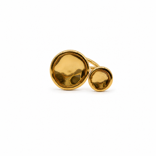 Anillo dorado ajustable dos círculos