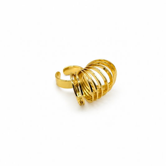 Anillo dorado ajustable círculos