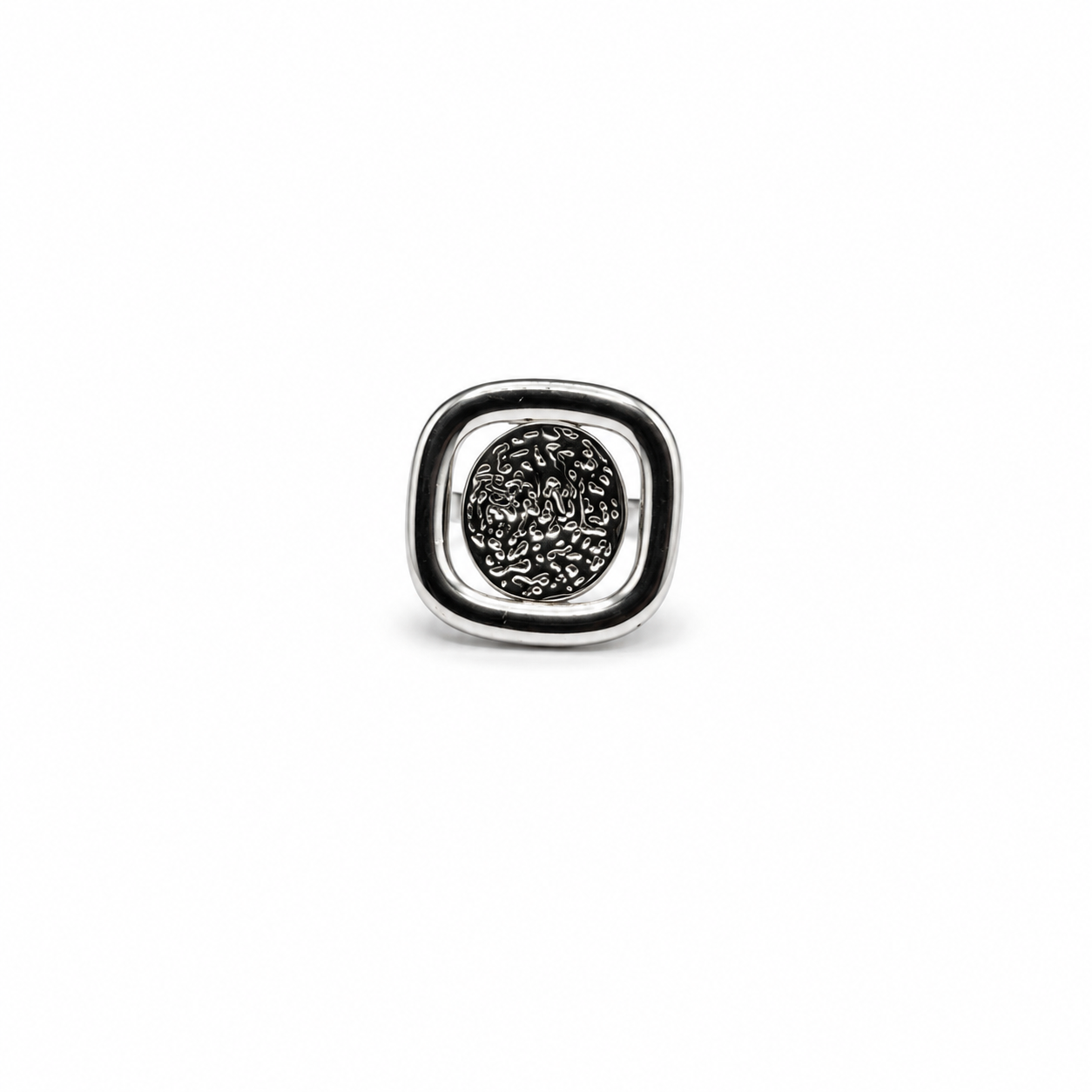 Anillo plateado chunky cuadrado