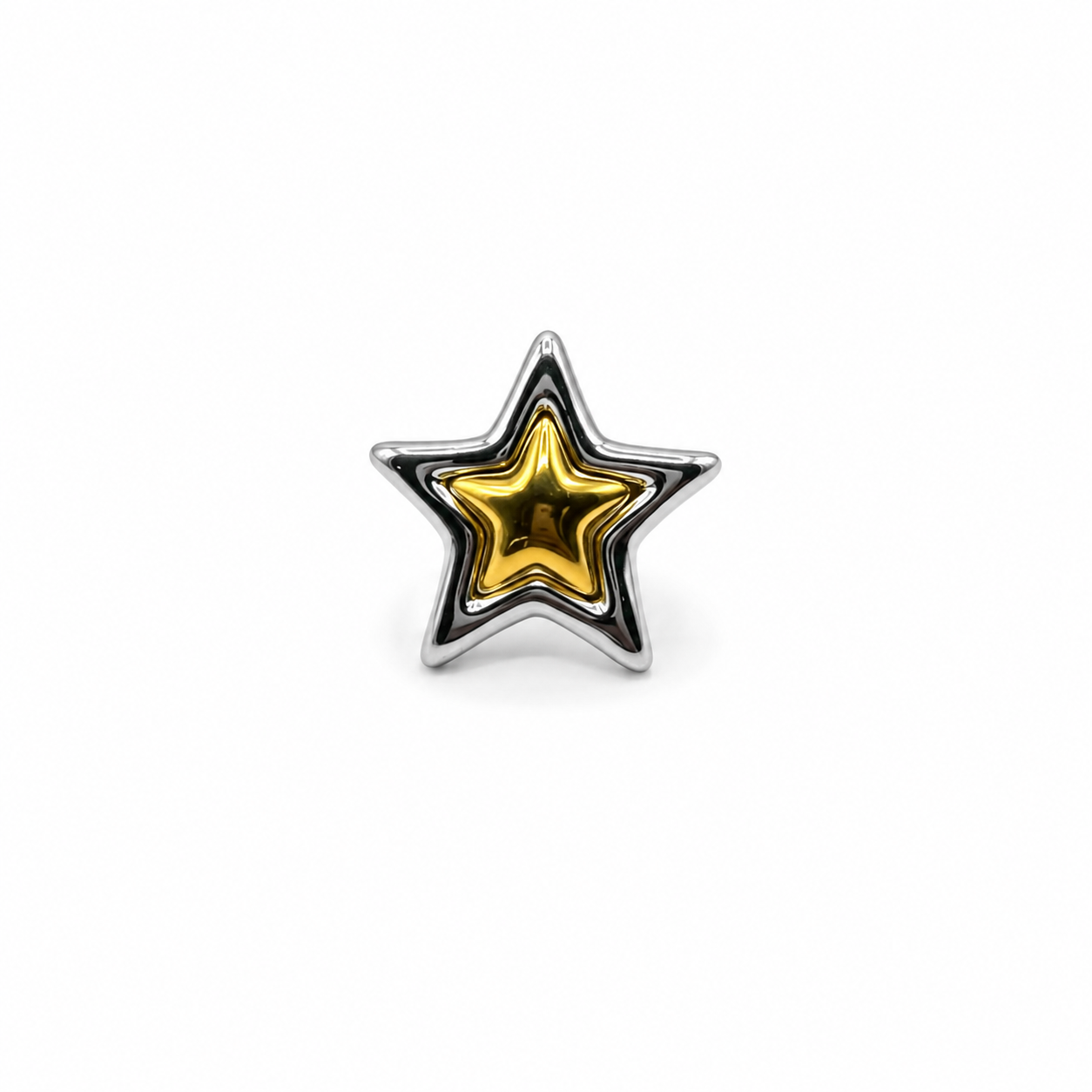 Anillo estrella plateado con dorado ajustable