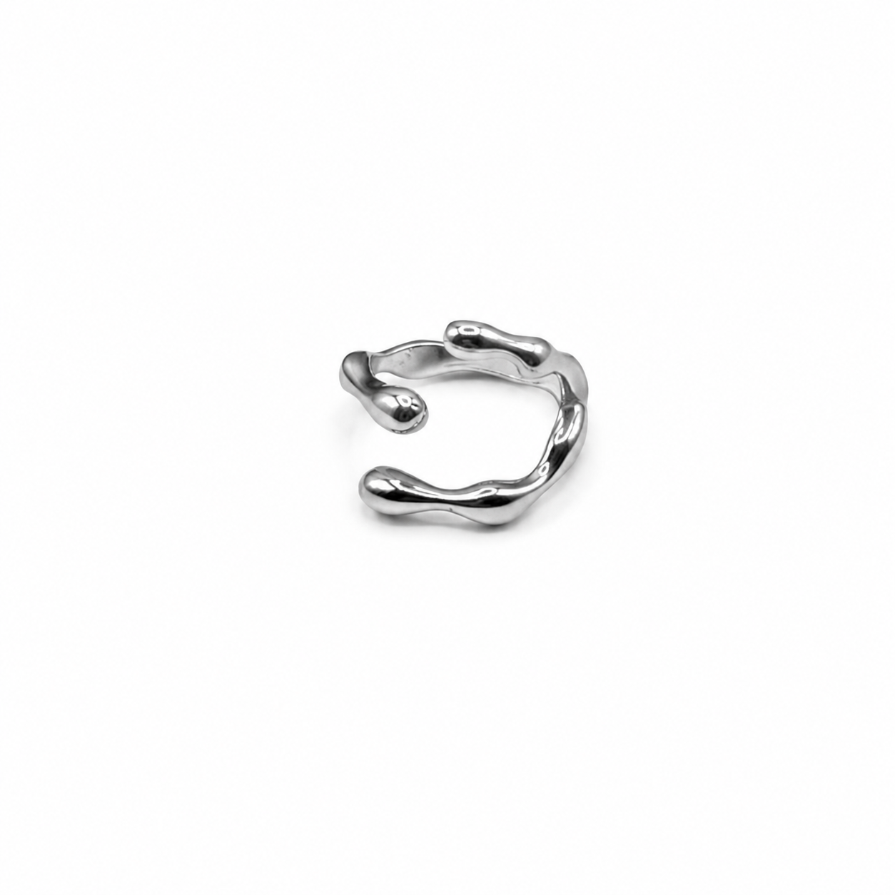 Anillo ajustable plateado tres formas