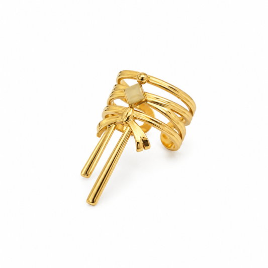 Anillo ajustable triple con pidiera en medio