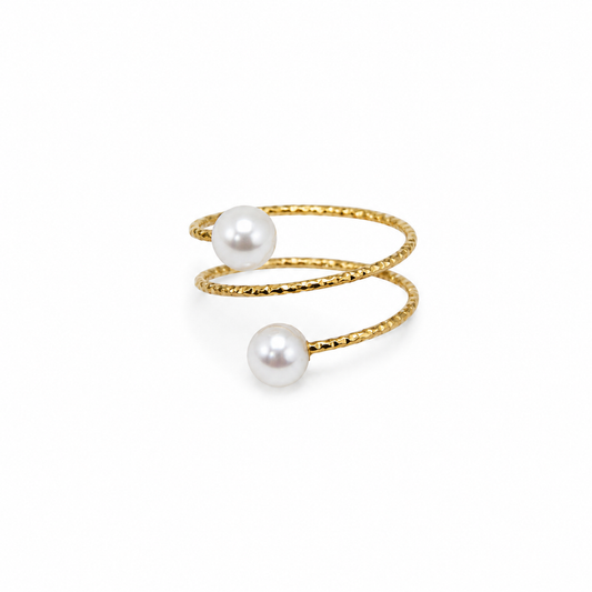 Anillo ajustable dorado mini perlas