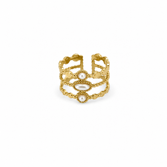 Anillo dorado triple griego