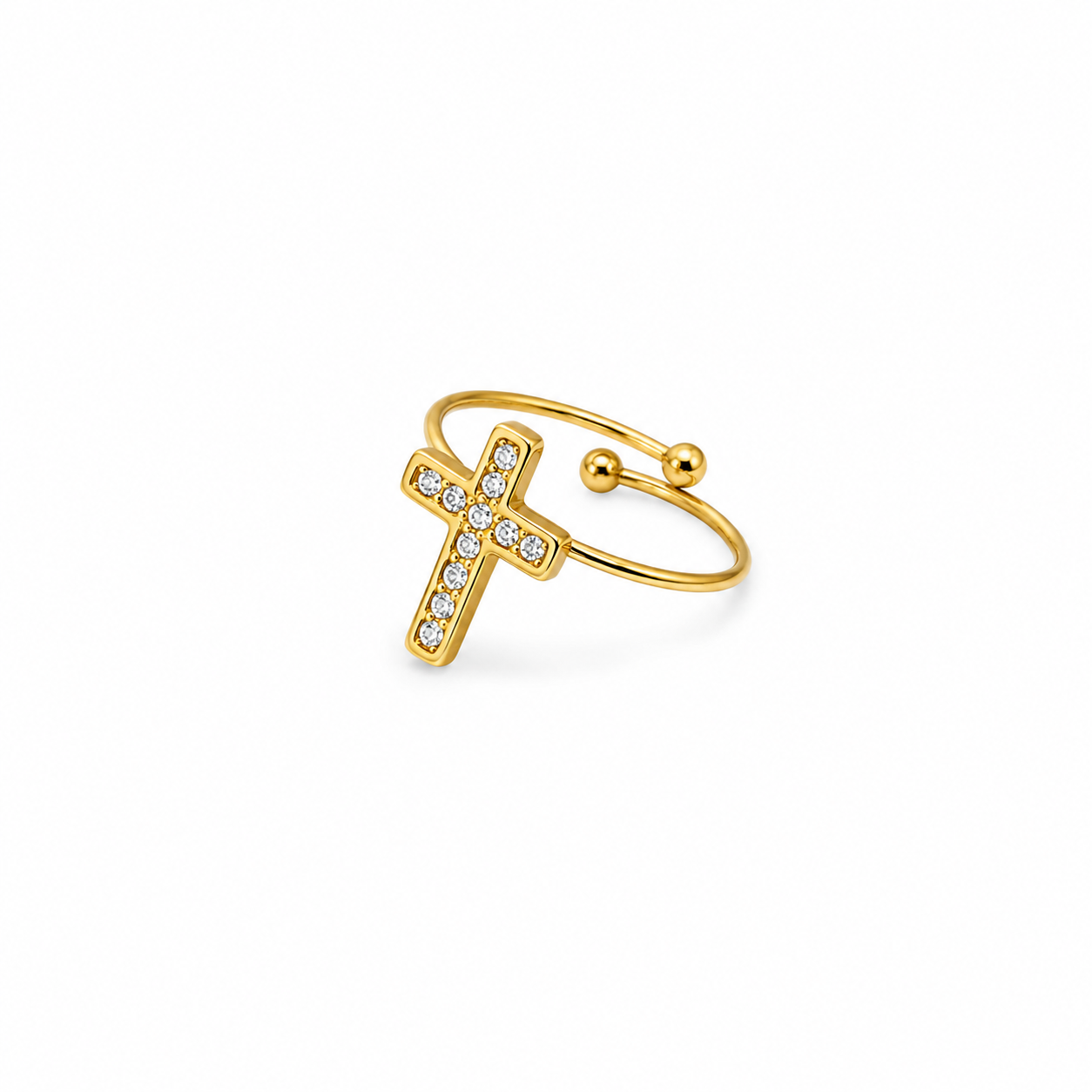Anillo sencillo ajustable cruz