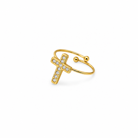Anillo sencillo ajustable cruz
