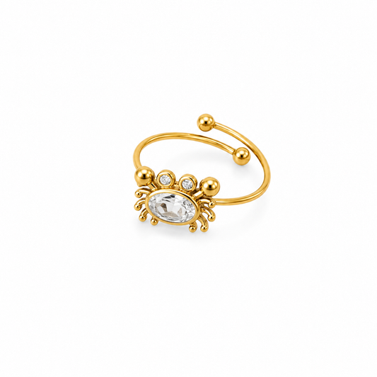 Anillo dorado ajustable cangrejo