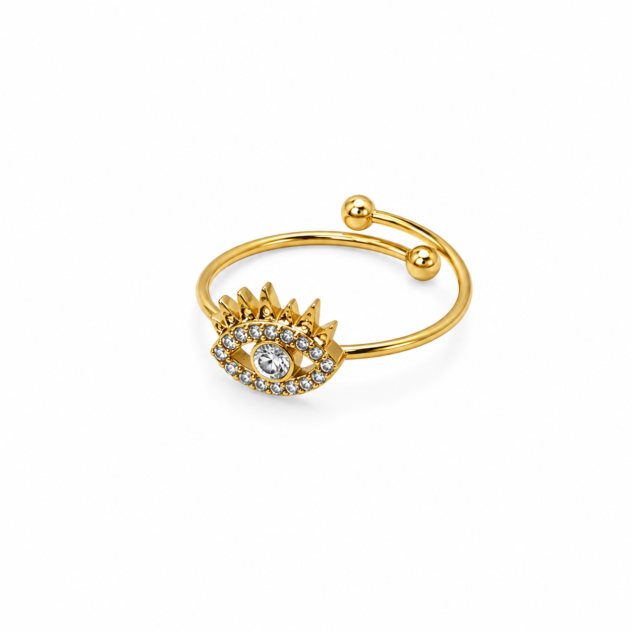 Anillo dorado ajustable ojito turco
